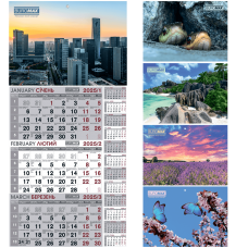 Календар настінний квартальний BUROMAX 2106 (1 пружина) 2026р. (20) /BM.2106/