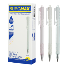Ручка гелева авт. BUROMAX 8372-01 NOVEL 0,5мм синя, прозорий корпус (12/144) /BM.8372-01/