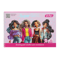 Альбом для малювання 20арк. на пружині ZiBi KIDS Line 1443-10 SUPER GIRL (4) /ZB.1443-10/