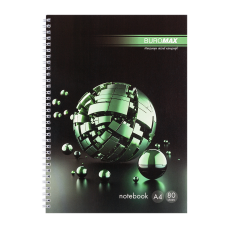 Книга канц. на спіралі  А4  80арк # офс. BUROMAX 24452101-06 Sphere, бірюзова /BM.24452101-06/