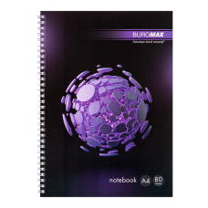 Книга канц. на спіралі  А4  80арк # офс. BUROMAX 24452101-07 Sphere, фіолетова /BM.24452101-07/
