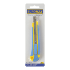 Ніж канцелярський 9мм BUROMAX 4601, пласт. корпус з гум. вставками (24), /BM.4601/