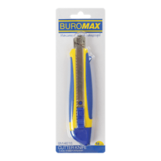 Ніж канцелярський 18мм BUROMAX 4616 пласт.корпус, метал. направляючі, гумові вставки (12), /BM.4616/