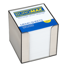Бокс для паперу пластик.BUROMAX 2290-02 90х90 димчатий з біл. папером, /BM.2290-02/