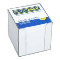 Бокс для паперу пластик.BUROMAX 2290-03 90х90 прозорий з біл. папером, /BM.2290-03/