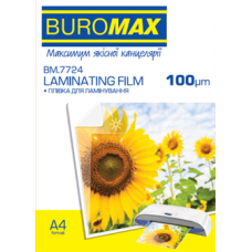 Плівка для ламінування глянсова 100мкм А4, 100шт. BUROMAX 7724 (10), /BM.7724/