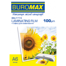 Плівка для ламінування глянсова 100мкм А6, 100шт. BUROMAX 7774 (40), /BM.7774/