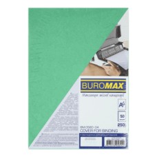 Обкладинка картон. BUROMAX (50шт.) А4 зелена під шкіру 0580-04, /BM.0580-04/