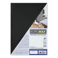 Обкладинка картон. BUROMAX (50шт.) А4 чорна під шкіру 0580-01, /BM.0580-01/