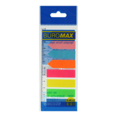 Стікер-закладки BUROMAX 45(42)*12мм 8х25арк. 2307-98 пластикові, неон (24) /BM.2307-98/