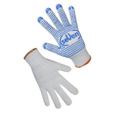Рукавички робочі трикотаж. Х/Б білі з ПВХ крапкою /69229/
