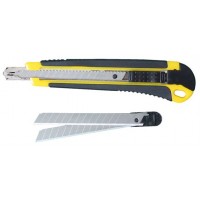 Ніж канцелярський 9мм SOZ 4503 автофіксатор, мет. направл., з гум. вставками +2леза (12) /4503/