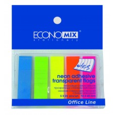Стікер-закладки ECONOMIX 5кол.*25арк. 20945, пластикові, неон (20) /E20945/