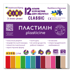 Пластилін 12кол. ZiBi KIDS Line 6233, CLASSIC 240г, /ZB.6233/