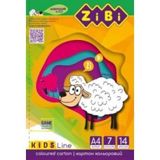 Картон кольоровий А4 14арк. 7кольорів ZiBi KIDS Line 1951 (20) /ZB.1951/