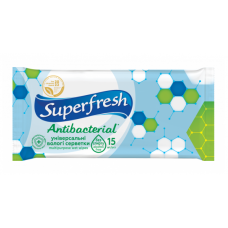 Серветки вологі Super Fresh  15шт. Антибактеріальні (120)
