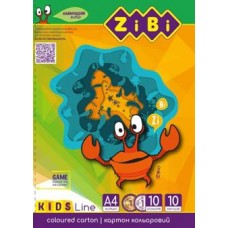 Картон кольоровий А4 10арк. 10кольорів ZiBi KIDS Line 1958, 8кольорів+золото і срібло (20) /ZB.1958/