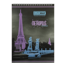 Блокнот BUROMAX А4 на гориз. спір. 48арк. Metropolis 24445101-07 фіолетовий /BM.24445101-07/
