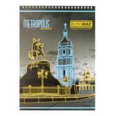 Блокнот BUROMAX А4 на гориз. спір. 48арк. Metropolis 24445101-02 синій /BM.24445101-02/