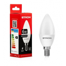 Лампа ETRON світлодіодна 1-ELP-028 C37 E14 6W 4000K (свічка)