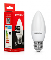 Лампа ETRON світлодіодна 1-ELP-026 C37 E27 6W 4200K (свічка)