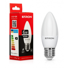 Лампа ETRON світлодіодна 1-ELP-026 C37 E27 6W 4200K (свічка)