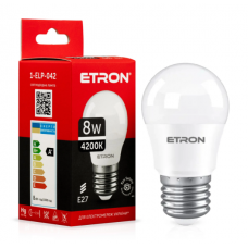 Лампа ETRON світлодіодна 1-ELP-042 G45 E27 8W 4200K (сфера)