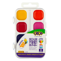 Акварель  8 кольорів  ZiBi KIDS Line 6542-10 біла пластикова упаковка (24) /ZB.6542-10/