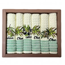 Рушник вафельний 6шт. NILTEKS 50x70см, д/кухні, в подар. уп.