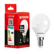 Лампа ETRON світлодіодна 1-ELP-048 G45 E14 6W 4200K (сфера)