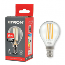 Лампа ETRON світлодіодна Clear Glass 1-EFP-152 G45 E14 6W 4200K прозоре скло (сфера)