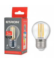 Лампа ETRON світлодіодна Filament Power 1-EFP-154 G45 E27 5W 4200K прозоре скло (сфера)