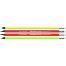 Олівець графітовий BIC Evolution Fluo HB, пластиковий неоновий, з ластиком (12) /bc942882/