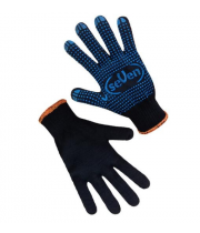 Рукавички робочі трикотаж. Х/Б чорні з ПВХ крапкою /69516/