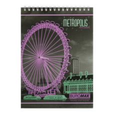 Блокнот BUROMAX А5 на гориз. спір. 48арк. METROPOLIS 24545101-15 салатовий /BM.24545101-15/