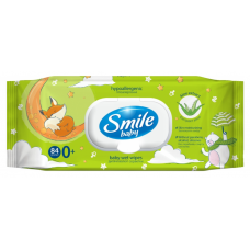 Серветки вологі Smile Baby  84шт Алое, з клапаном (12)