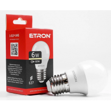 Лампа ETRON світлодіодна 1-ELP-045 G45 E27 6W 3000K (сфера)