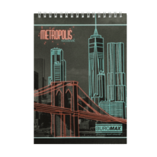 Блокнот BUROMAX А5 на гориз. спір. 48арк. METROPOLIS 24545101-05 червоний /BM.24545101-05/