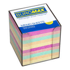 Бокс для паперу пластик.BUROMAX 2291-02 90х90 димчатий з кол. папером /BM.2291-02/