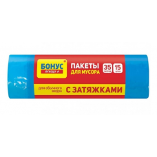 Пакети д/сміття з затяжкою 35л/ 15шт/46х55см БОНУС (35)