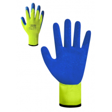 Рукавички робочі синтетичні салатові з блакитним неповним латексним 1/2 покриттям, утеплені р.10 /69676/